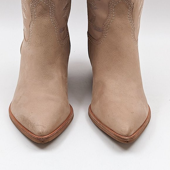 Dolce Vita Women Solei Western Cowgirl Leather Beige Suede Boots Size 8.5 - Picture 11 of 13